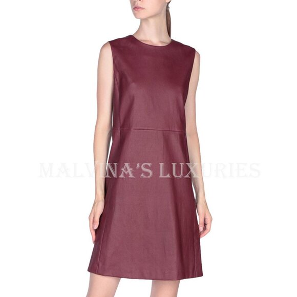 PRADA DRESS GARNET LEATHER SLEEVELESS sz IT 40 US 4 - Picture 4 of 11